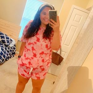 Pink tie dye pajama set